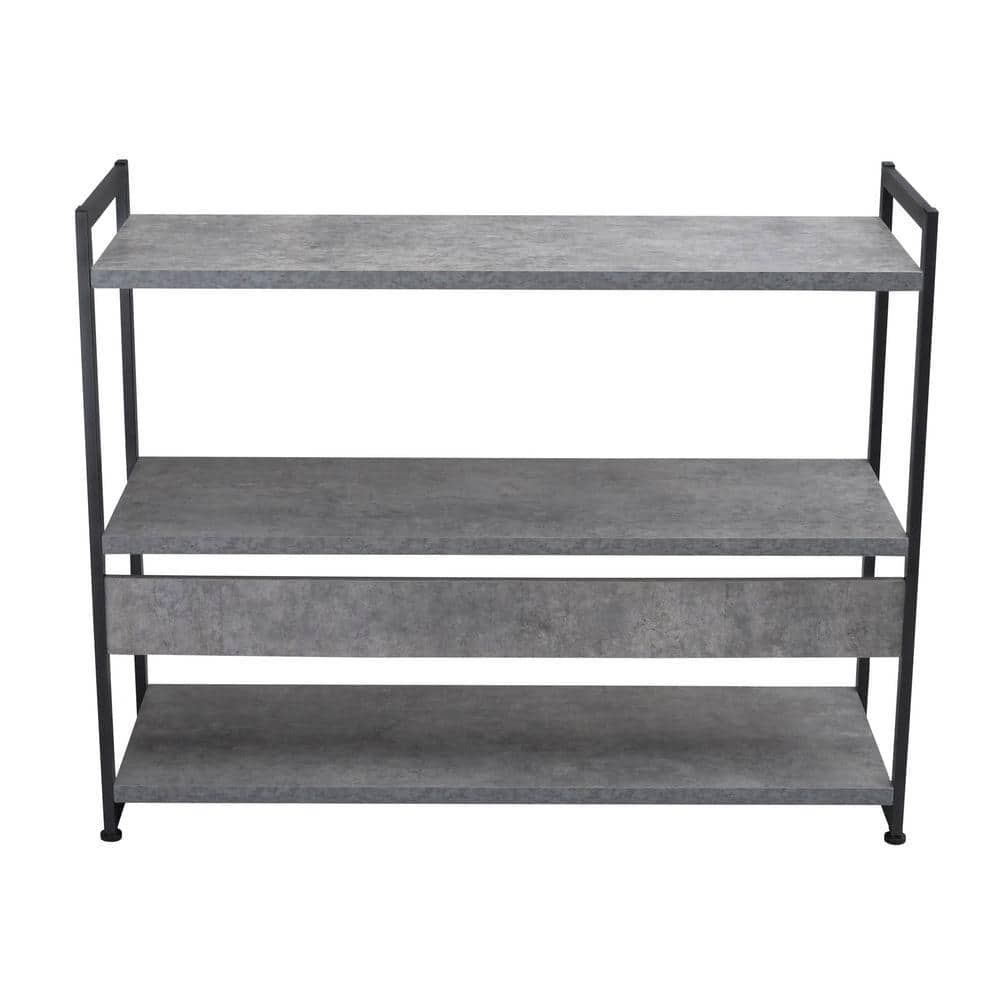 Gray and Black 3-Tier Industrial Bookshelf