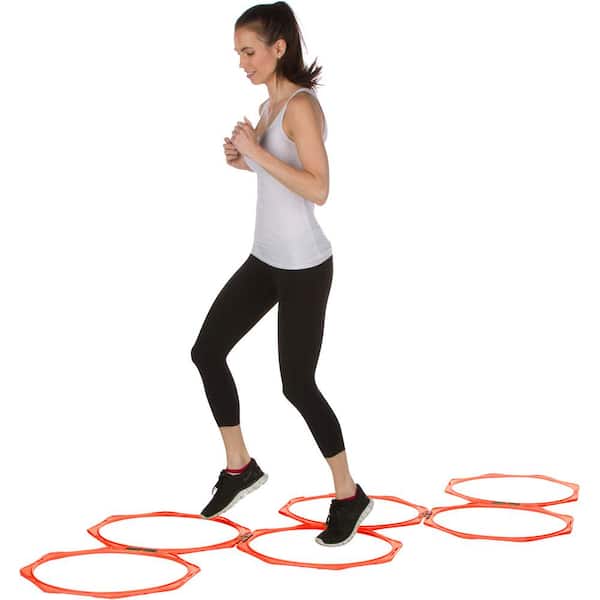 Trademark Innovations 20 in. Hexagonal Speed and Agility Training Rings with Carry Bag (Orange, Set of 6)