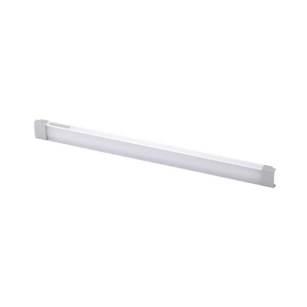 BLACK+DECKER Push Wire 1 in. Wide, 12 in. Bar, Plug-In or Hardwire White & RGB Integrated LED Linkable Under Cabinet Light Bar Silver