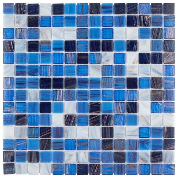 Merola Tile Coppa Marina 12 In X 12 In Glass Mosaic Tile 13 27 Sq Ft Case Gdrcomar The Home Depot