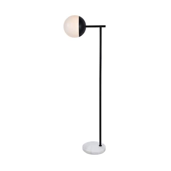 Timeless Home 50.5 in. H 1-Light Black and Frosted White Metal Indoor Floor  Lamp LVNFL12196BK