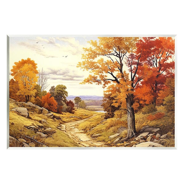 Stupell Industries Classic Fall Foliage Path by Lil' Rue 1-Piece Unframed Graphic Print Nature Poster Art Print 15 in. x 10 in.