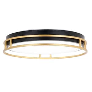 Northgate 16-in W Integrated LED Matte Black and Satin Gold Contemporary Flush Mount Ceiling Light Fixture