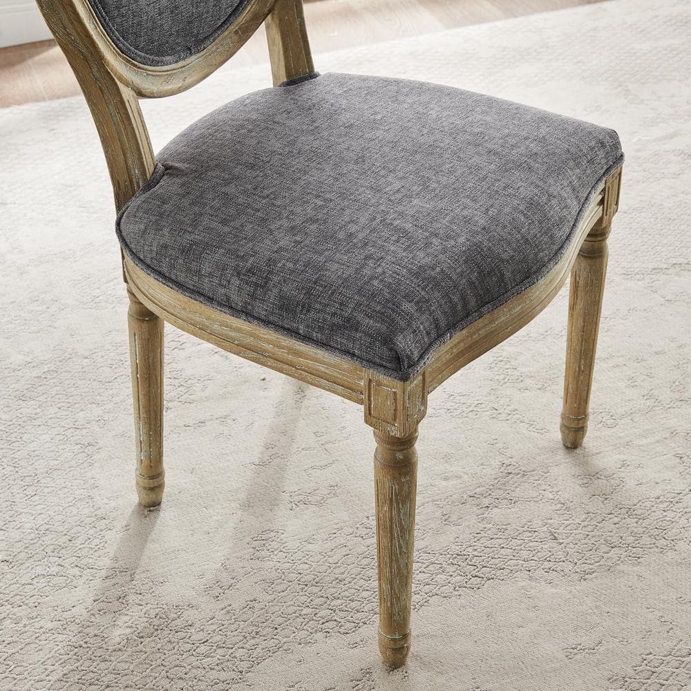 Dark Natural Brown Upholstered Oval Back Side Chair Set