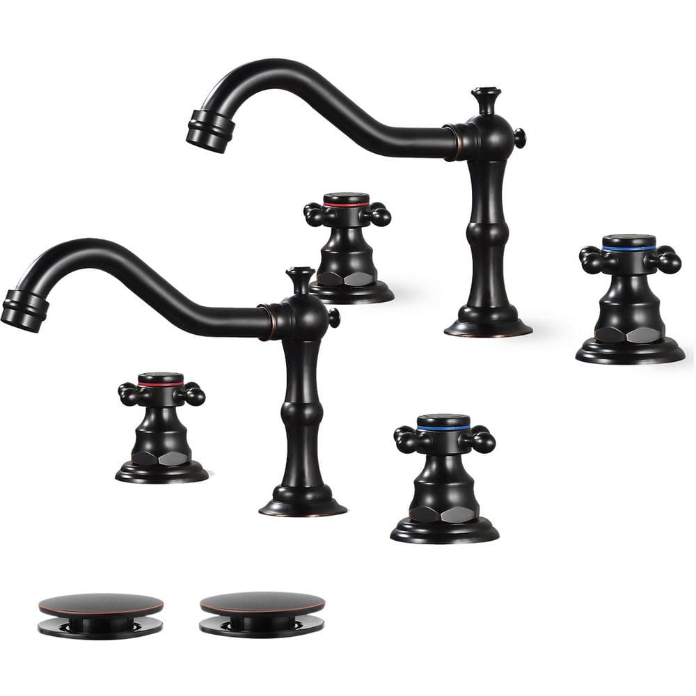 Double Handles 8 in. Widespread Bathroom Faucet 3-Hole Waterfall Sink Fauce