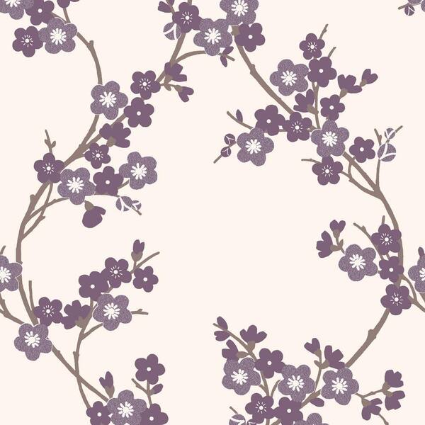 Graham & Brown Plum Cherry Blossom Wallpaper