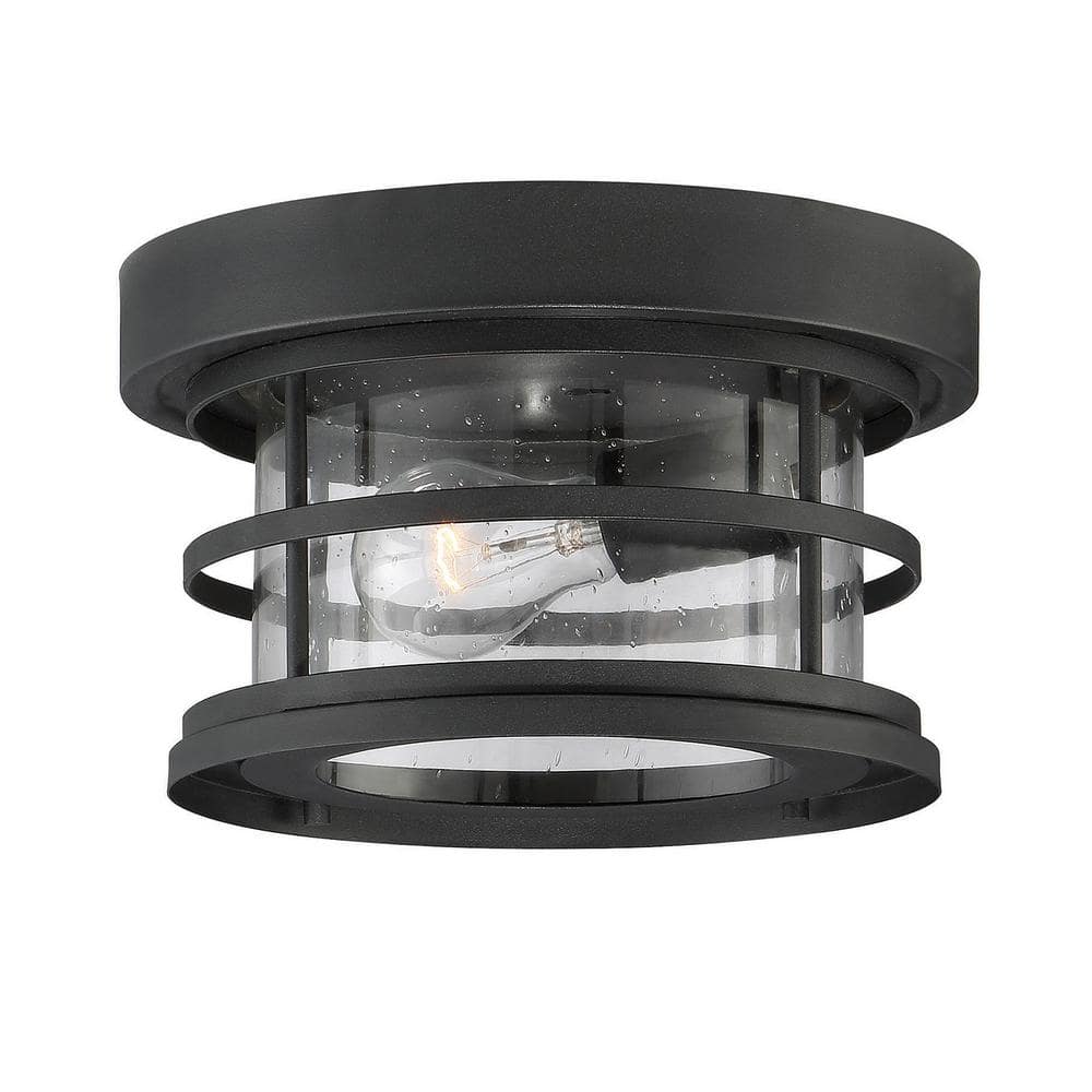 Barrett 10 in. W x 6 in. H 1-Light Black Outdoor Flush Mount with Clear Seeded Glass price history on PriceWatchPro