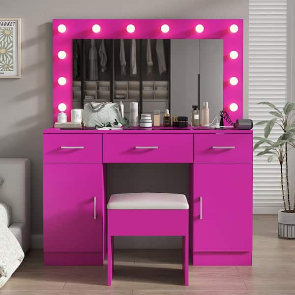 Karl home Pink Makeup Vanity Set with USB