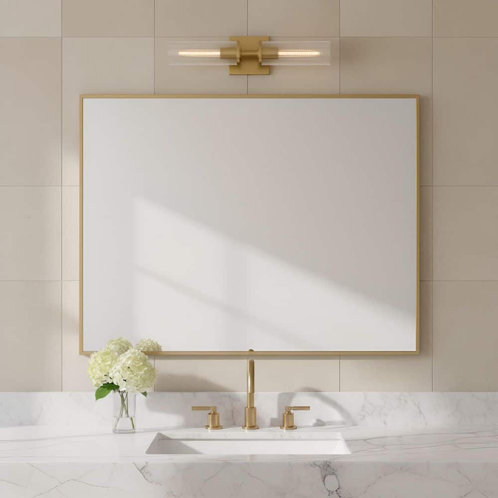 Sarita Medium 2-Light Satin Brass Wall Sconce with Clear Ribbed Glass Shades price history on PriceWatchPro