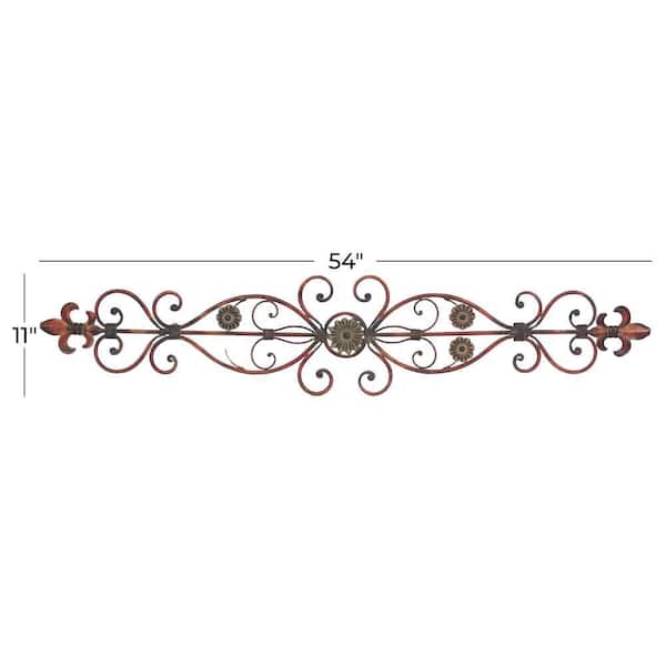 54 in. x 11 in. Metal Brown Scroll Wall Decor