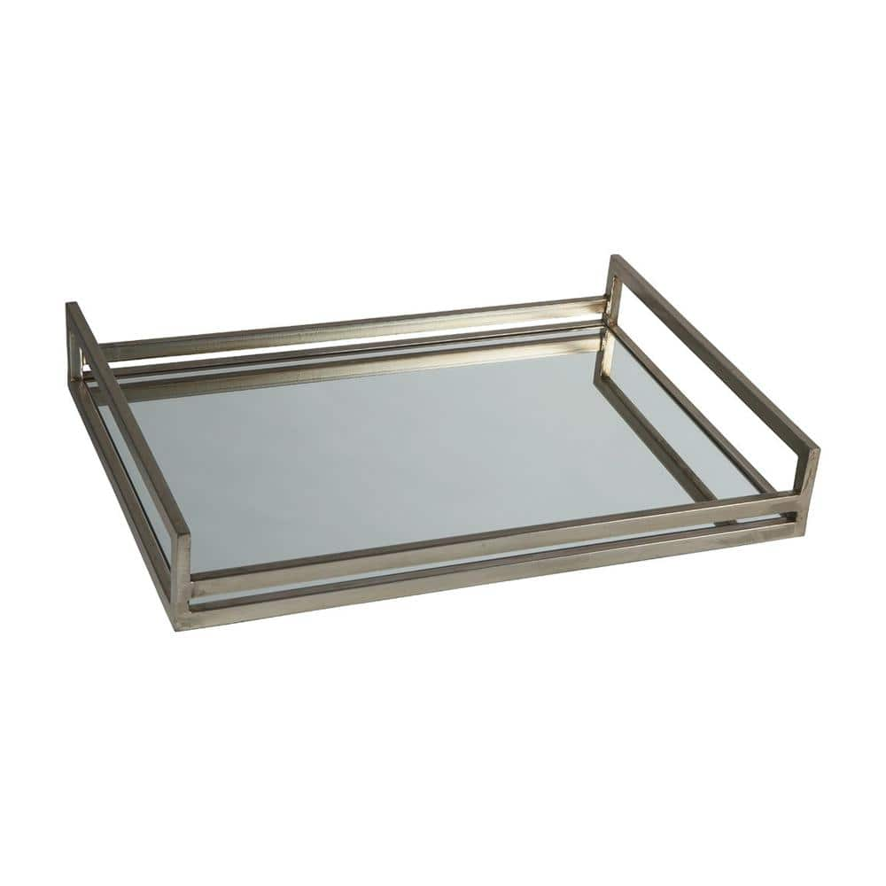 Benjara Silver Decorative Tray BM231913 - The Home Depot