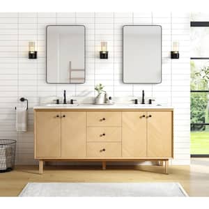 Adele 72 in. W x 21 in. D x 34 in. H Bath Vanity Cabinet without Top in Natural Oak Finish