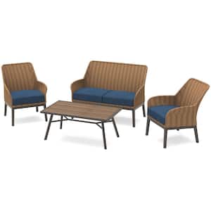 Clovermill 4-Piece Steel Outdoor Conversation Set with Olefin Lake Cushions