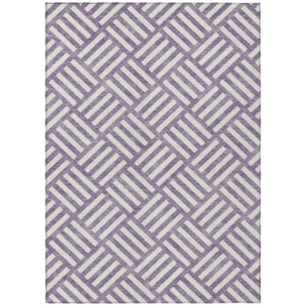 HomeRoots Purple, Ivory 10 ft. x 14 ft. Woven Geometric Polyester ...