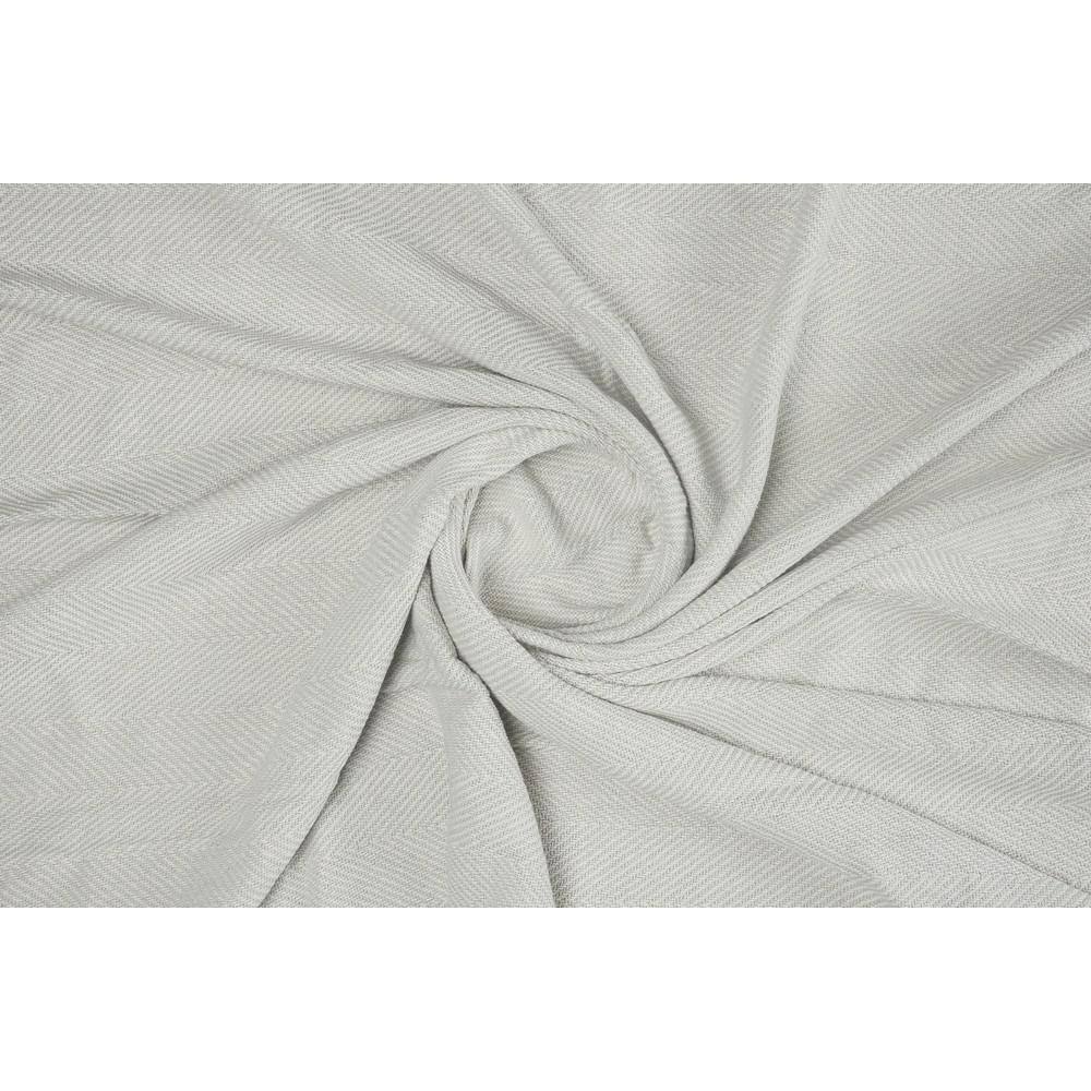Gray Cotton Herringbone Throw Blanket with Fringe