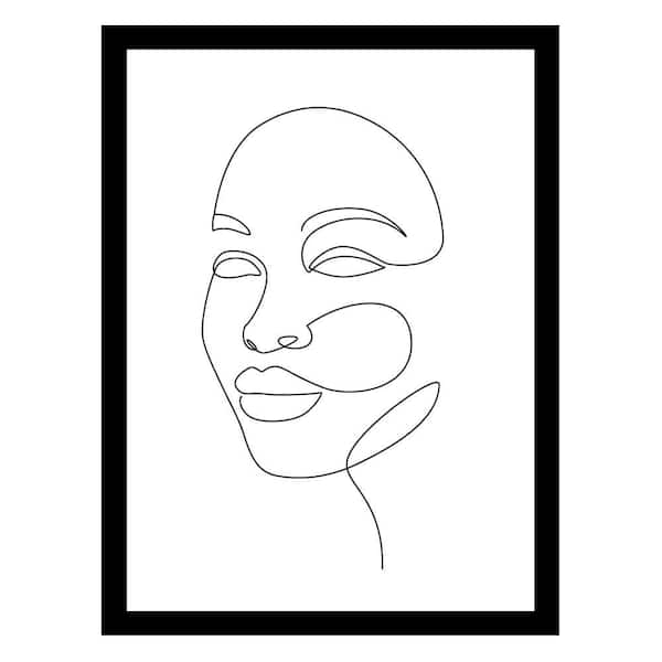 VENICE BEACH Collections Beautiful Woman's Face Line Art by Unknown 1 Piece Framed Graphic Print Abstract Poster Art Print 18 in. x 14 in.