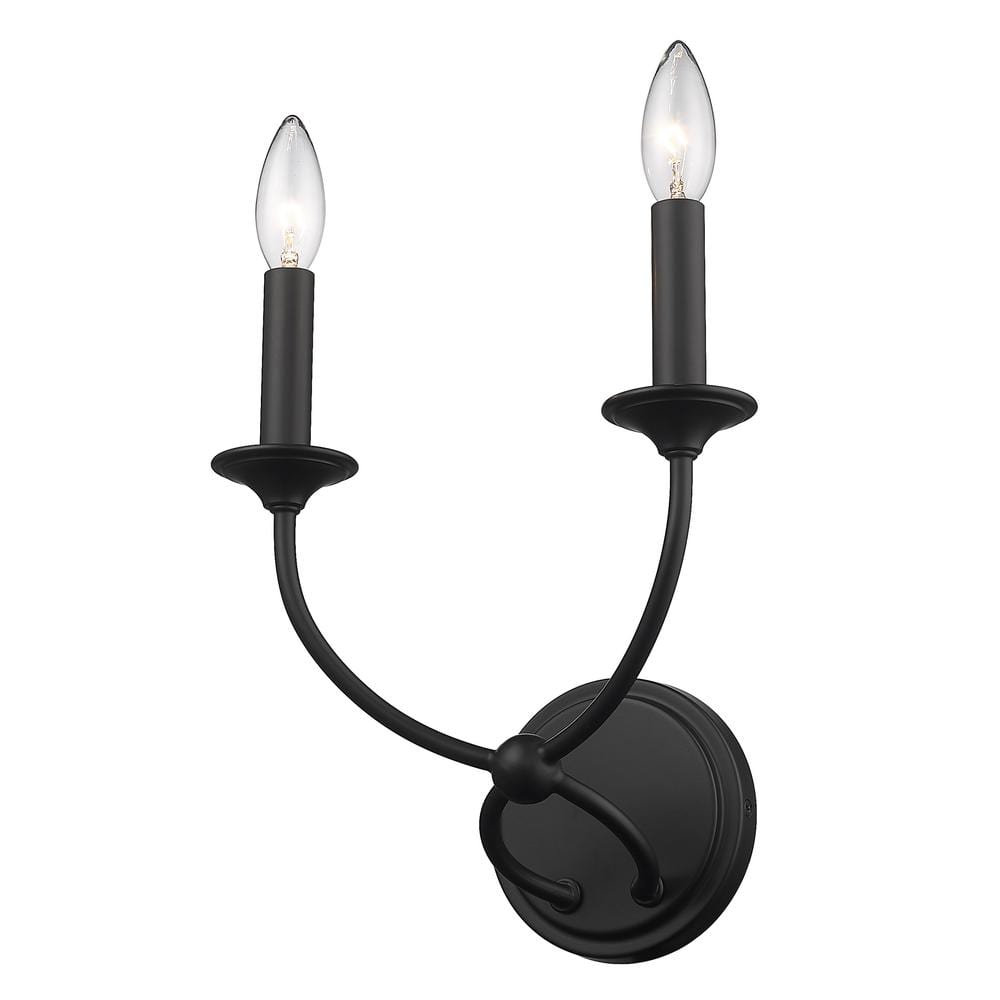 Matte Black Steel Dual Candelabra Wall Sconce