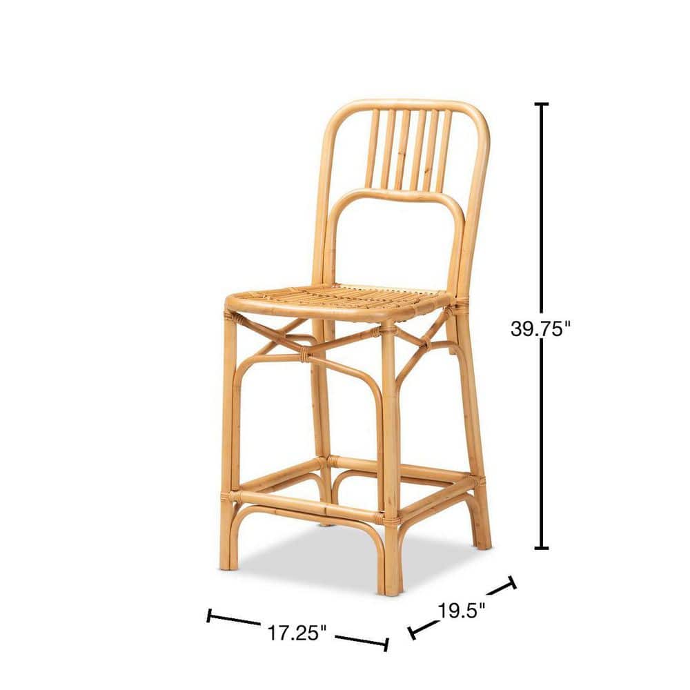 Ivora Artisan-Crafted Natural Rattan Counter Stool in Brown