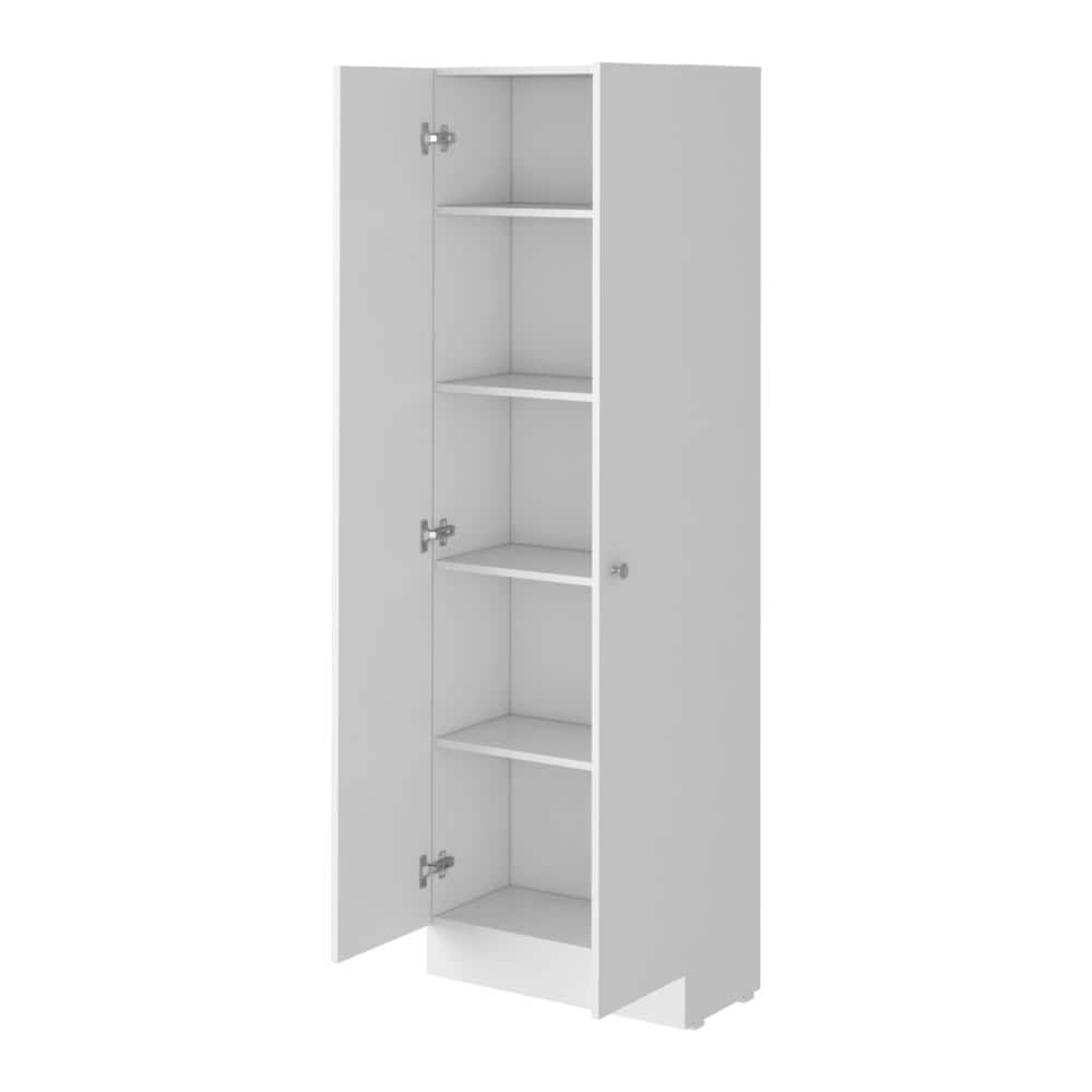 "Storage Cabinet Pipestone - Pearl White Finish, Tall 70"" Double Door Cabinet with 5 Shelves" price history on PriceWatchPro