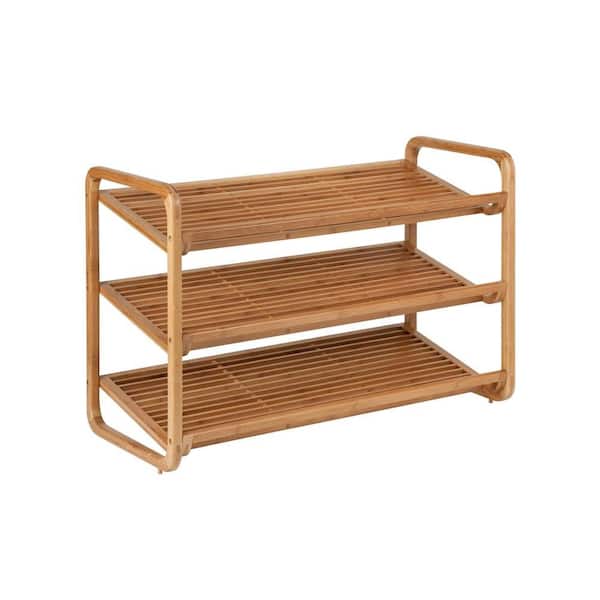 Honey-Can-Do 20 in. H 9-Pair Brown Bamboo Shoe Rack
