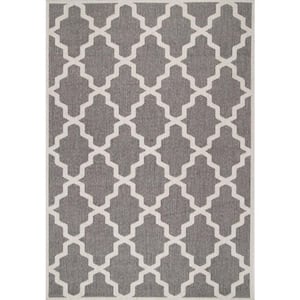 Gina Moroccan Trellis Gray Doormat 2 ft. x 3 ft.  Indoor/Outdoor Patio Area Rug