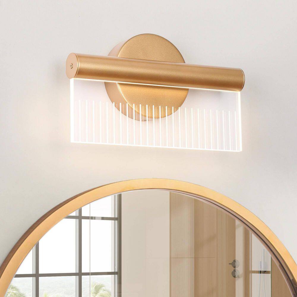 1-Light Gold LED Dimmable Rectangle Wall Sconce with Clear Linear Panel price history on PriceWatchPro