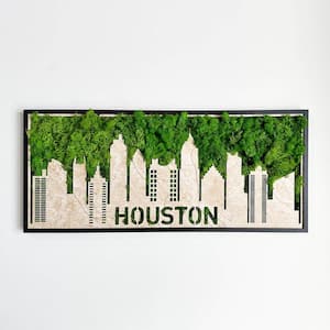 Anky Metal Green Wall Architectural Decor, Houston Moss City Silhouette (Small)