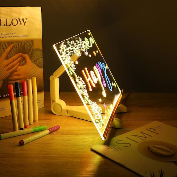 LED Notitiebord met 7 Kleuren Pen, Acryl Licht Up Schrijven Message