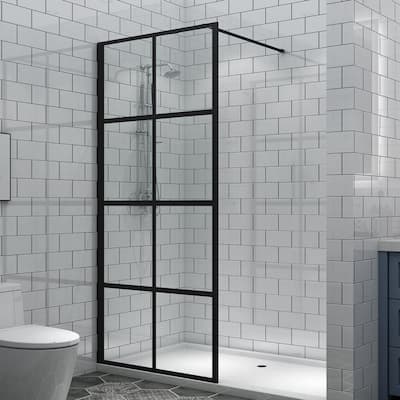 34 in. W x 74 in. H Fixed Single Framed Shower Door in Black