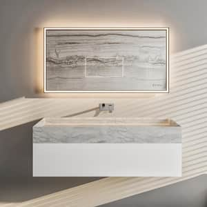 Fritti 36 in. W x 19 in. D x 12.5 in. H Bathroom Vanity in White with White Carrara Marble Top with Trough Sink