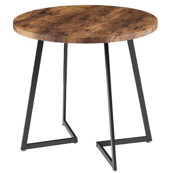 VECELO Round Dining Table Brown Wood Grain Top 31.5 in. 4 legs Dining Table, Kithcen Table for Dining Room or Office, Seats 4