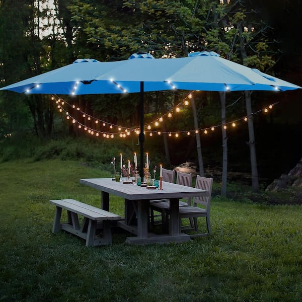 half patio umbrella with solar lights HOMSHADE 9FT LED for Outdoor, Waterproof Half Umbrella for Small Spaces, Balcony, Deck(Beige) : Patio, Lawn & Garden Featuring a convenient manual open Sunnydaze 9' Solar Outdoor Half