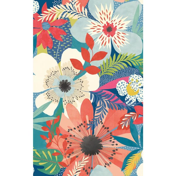 OhPopsi Blue Janis Indigo Floral Riot Wallpaper Sample