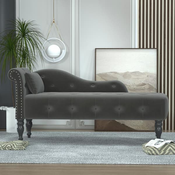 Gray outlet velvet chaise