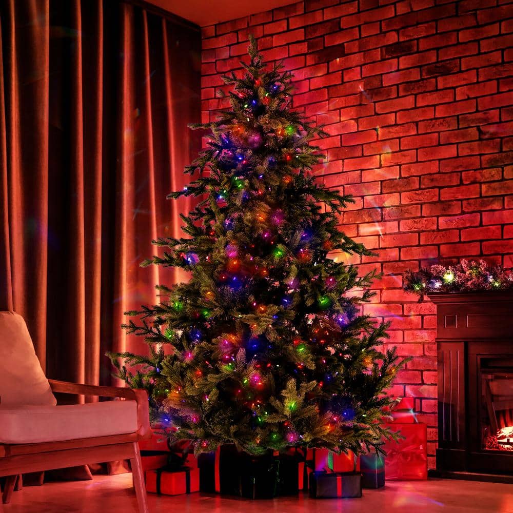 9-Ft Woodside Pine Artificial Christmas Tree with Multicolor LED Lights
