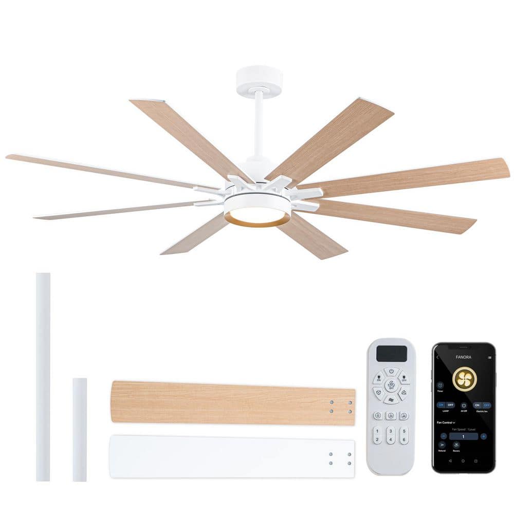 65 in. 8-Blade White / Wood Ceiling Fan with LED Light, Remote and APP Control, Two-Toned Blade, DC Motor price history on PriceWatchPro