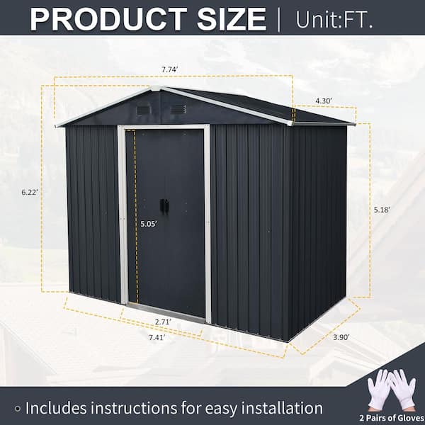 Storhaus 8 ft. W x 4 ft. D Outdoor Metal Storage Shed with