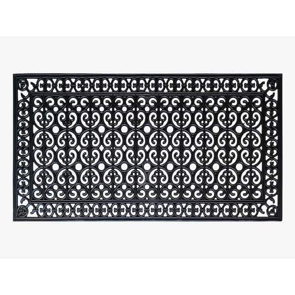 First Impression Artistic Black 30 in. x 60 in. Rubber Paisley Beautifully Hand Finished Thick Door Mat
