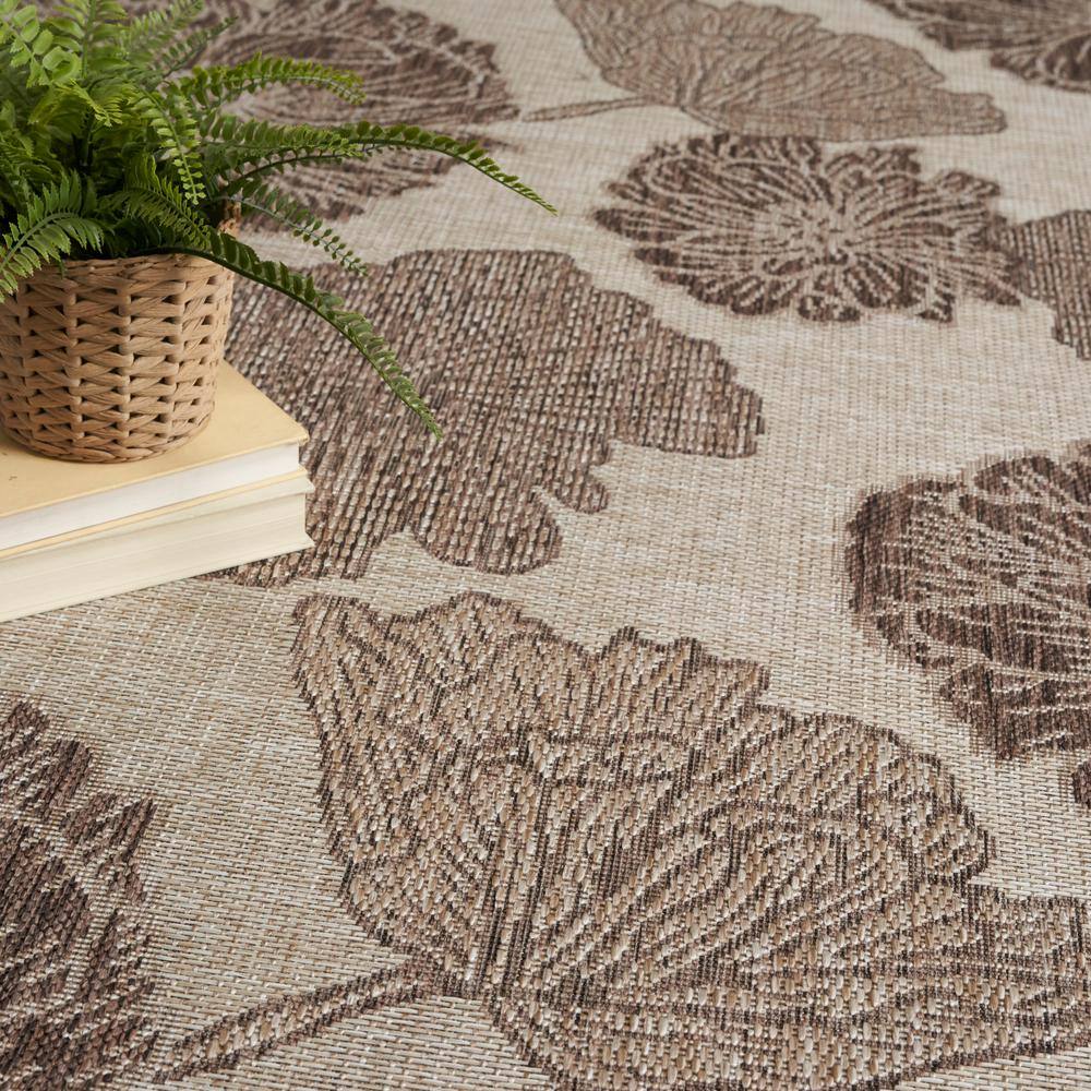 Natural Floral Flatweave Synthetic Indoor Outdoor Rug 8' x 10'