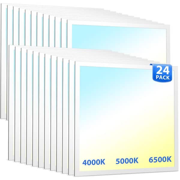 24-Pack 2 ft. x 2 ft. 5000 Lumen Dimmable Integrated LED Flat Panel Ceiling Flush Mount Fixture with Selectable 3CCT