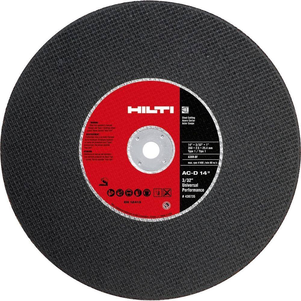 Hilti 14 in. x 3/32 in. x 1 in. Abrasive Blade Universal Premium Pack ...