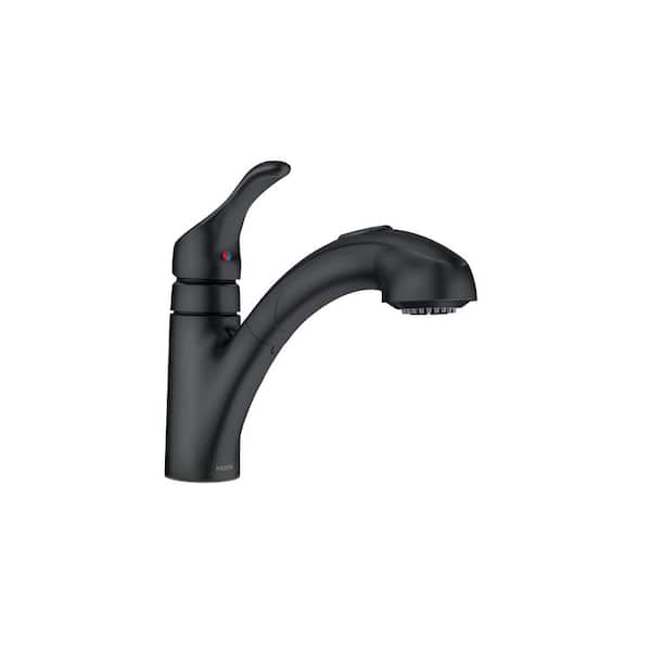 Renzo Matte Black 9 in. H Pull Out Sprayer Kitchen Faucet with 180° Spout Swivel