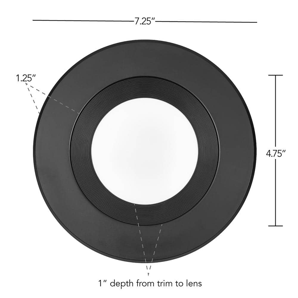 Black Aluminum 6-Inch Dimmable LED Retrofit Downlight