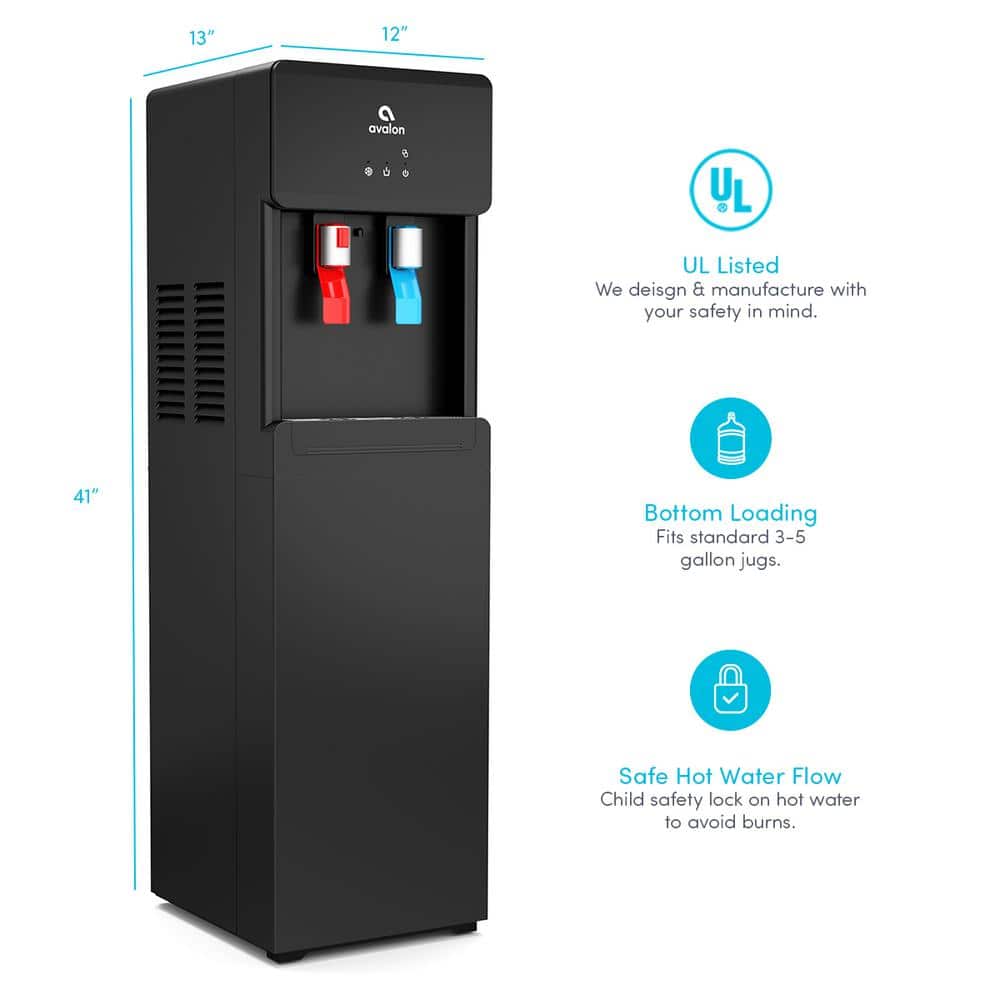 Avalon Black Touchless Bottom Loading Hot and Cold Water Cooler
