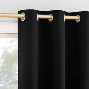 Dickenson Black Polyester 37 in. W x 84 in. L Grommet 100% Blackout Curtain (Set of 2)