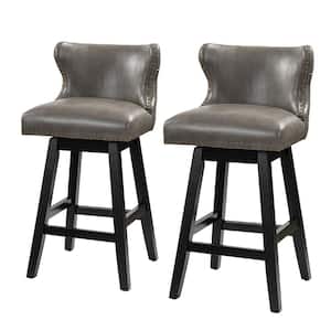 Federico Classic Grey Low Back 360° Swivel Bar and Counter Stool with 29.5 in. H Seat Set of 2