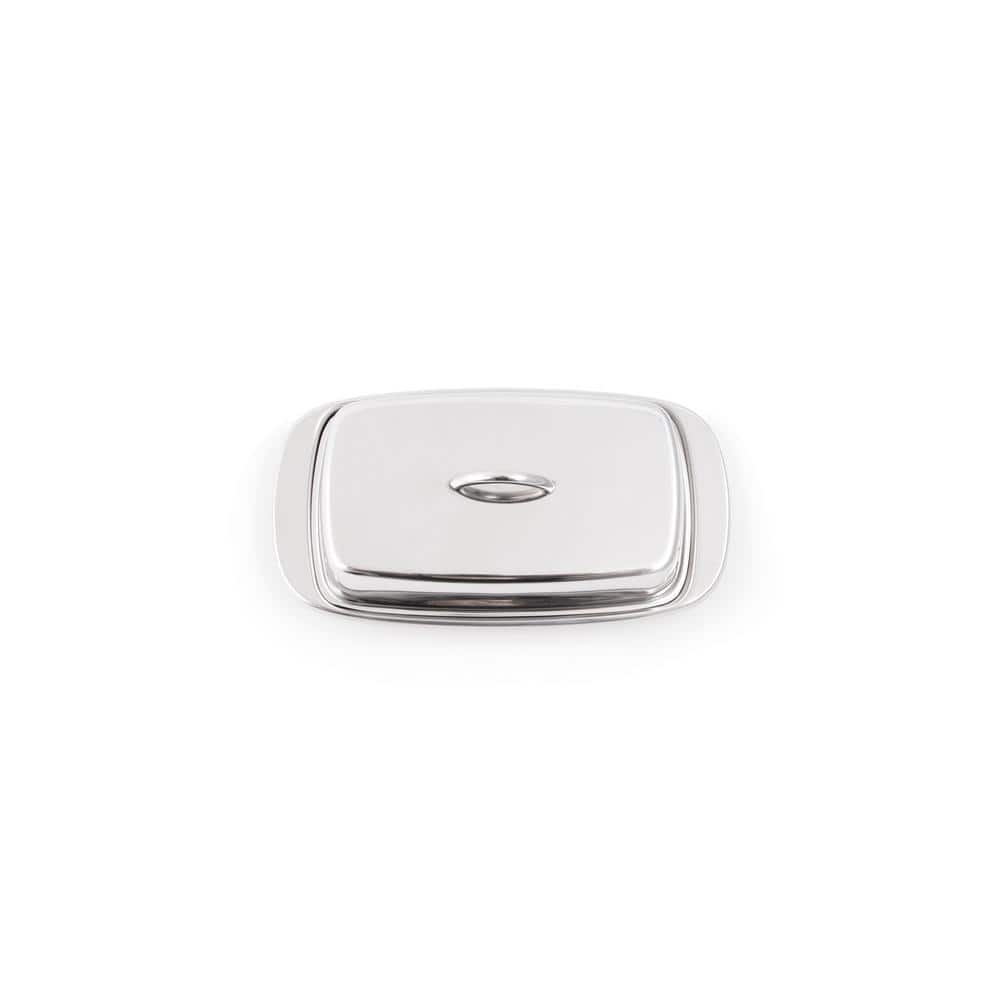 Stainless Steel Rectangular Butter Dish with Lid and Handle