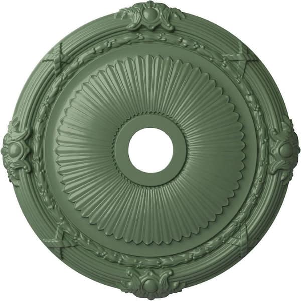Ekena Millwork 2-1/4" x 27-1/2" x 27-1/2" Polyurethane Heaton Ceiling Medallion, Hand-Painted Athenian Green