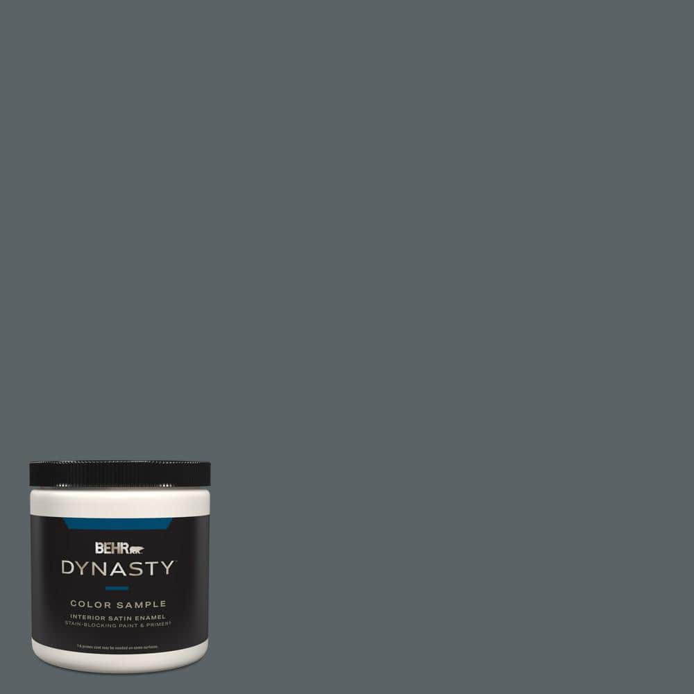 BEHR DYNASTY 8 oz. #HDC-AC-25 Blue Metal One-Coat Hide Satin Enamel ...