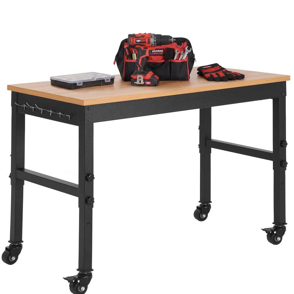 48x24in Adjustable Height Heavy Duty Workbench – Rubberwood & Steel Top, Built-in Power Outlets, with Wheels price history on PriceWatchPro